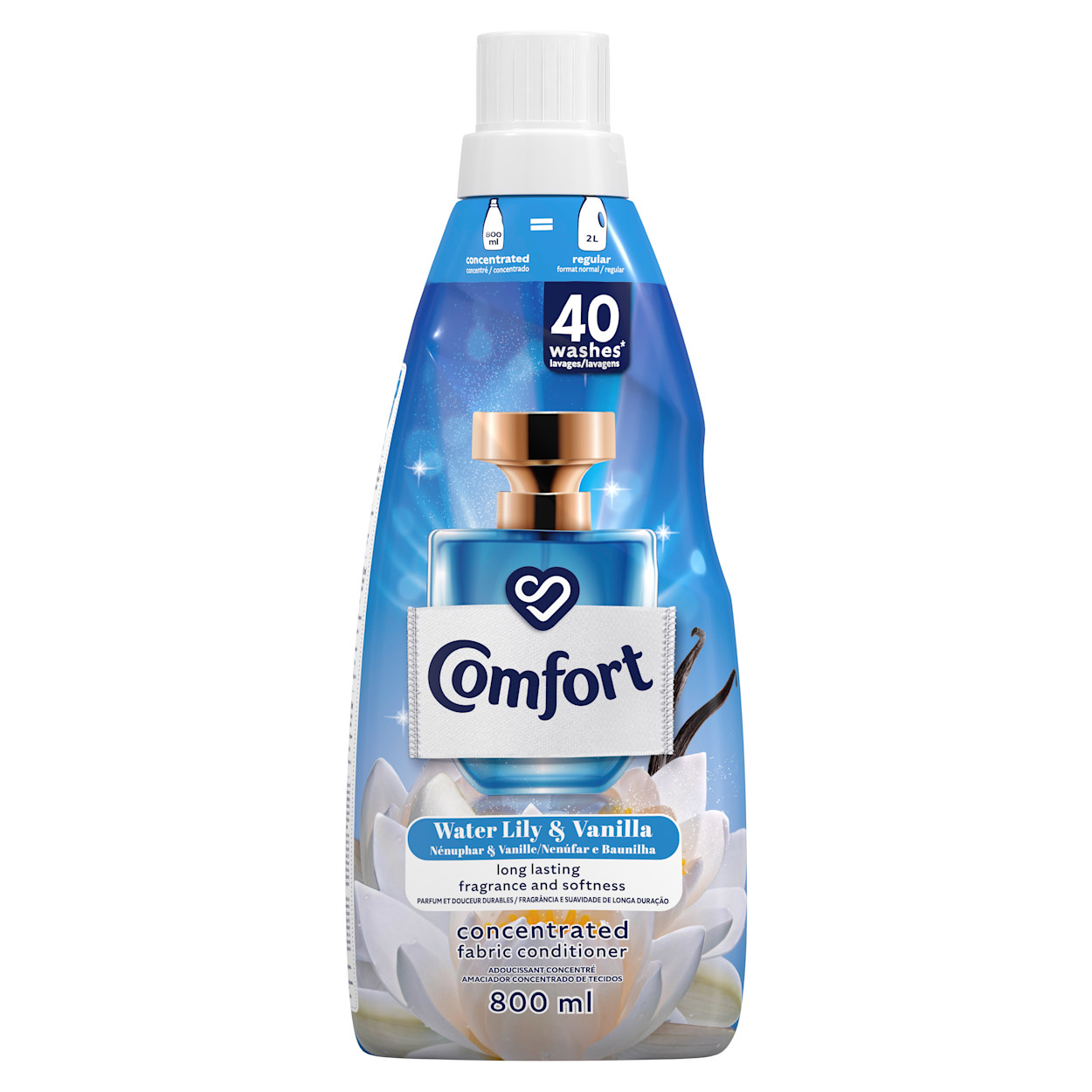 Comfort Water Lily & Vanilla Concentrated Laundry Fabric Softener Hero Image 