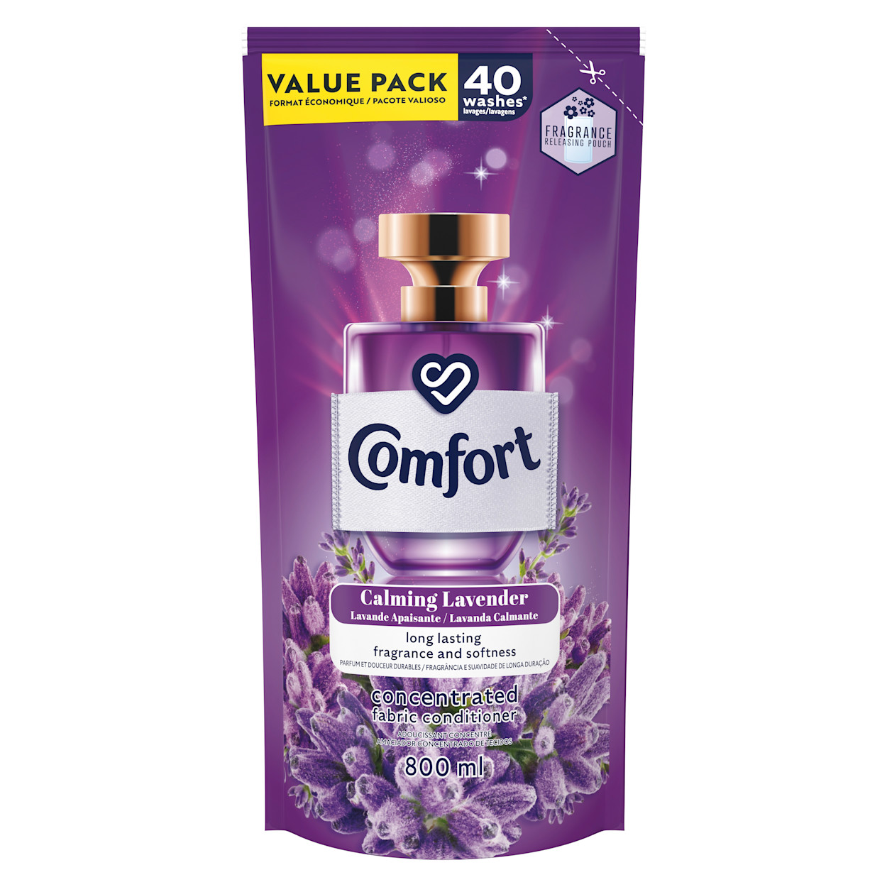 Comfort Calming Lavender Concentrated Laundry Fabric Softener Refill Packshot