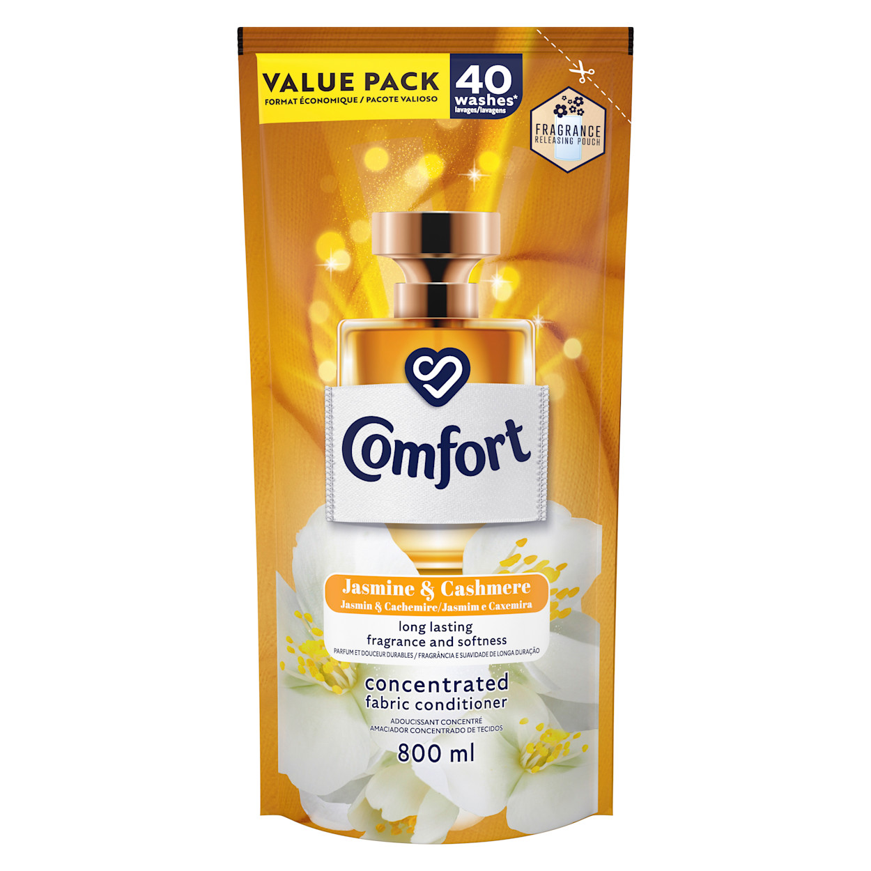 Comfort Jasmine & Cashmere Concentrated Laundry Fabric Softener Refill packshot
